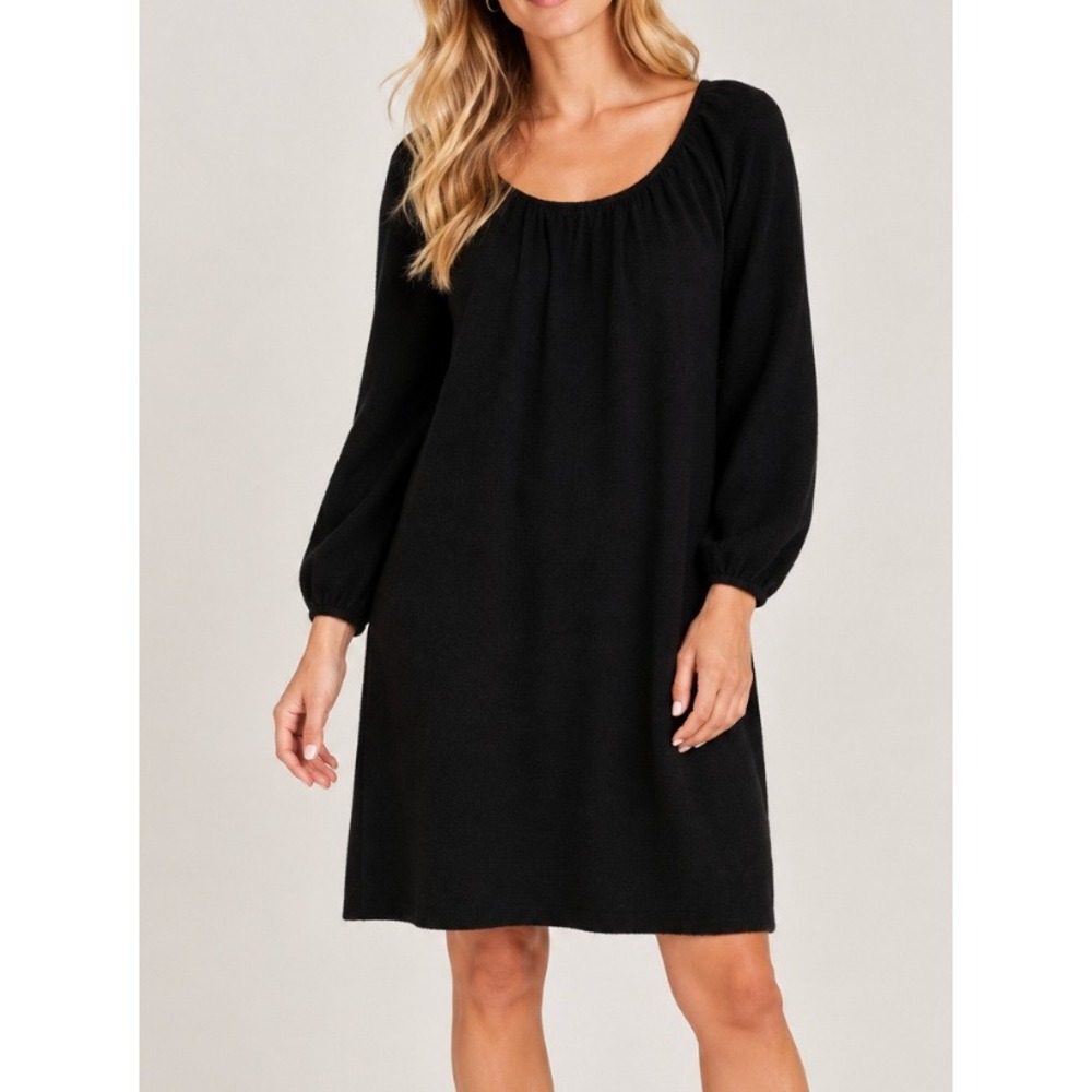 Garnet Hill Womens Black 100% Cashmere Scoop Neck Knit Sweater Dress M